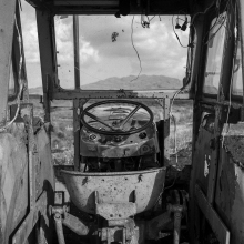 Donal Kelly, tractor, Roundstone bogs, Connemara.
