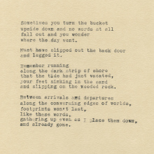 Donal Kelly, poem, "Sometimes you turn the bucket upside down"