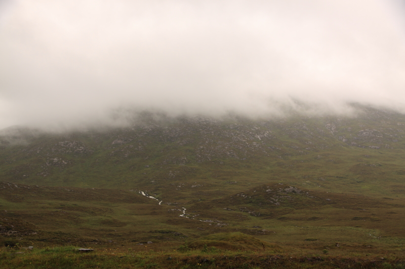 low clouds and rain in Maam valley Connemara
