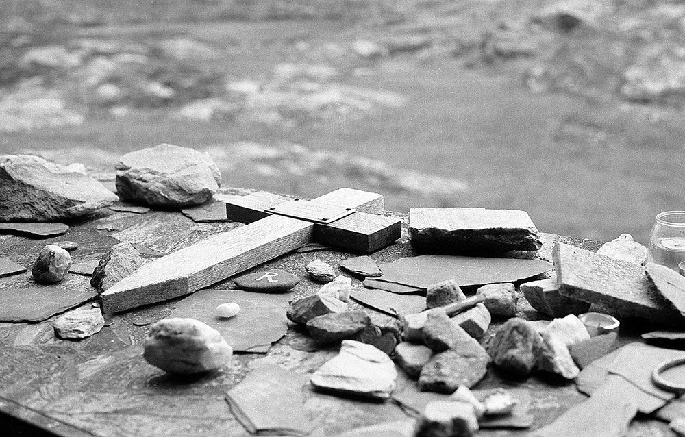 Mamean relics, Connemara, Galway, Ireland (black and white)